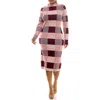 Nina Leonard Jacquard Long Sleeve Sweater Dress In Wine/mauve