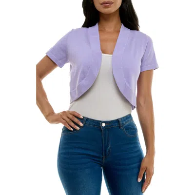 Nina Leonard Knit Bolero In Lavender
