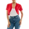 Nina Leonard Knit Bolero In Real Red