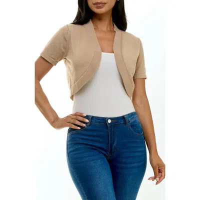 Nina Leonard Knit Bolero In Brown