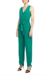 Nina Leonard L9678c Long Formal Tie Waist Jumpsuit In Green