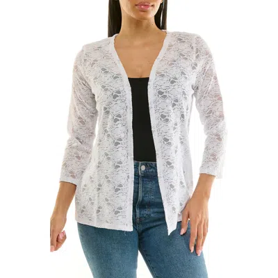 Nina Leonard Lace Cardigan In White