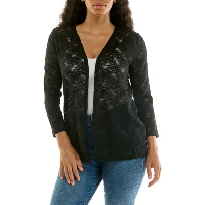 Nina Leonard Lace Three-quarter Sleeve Bolero In Black
