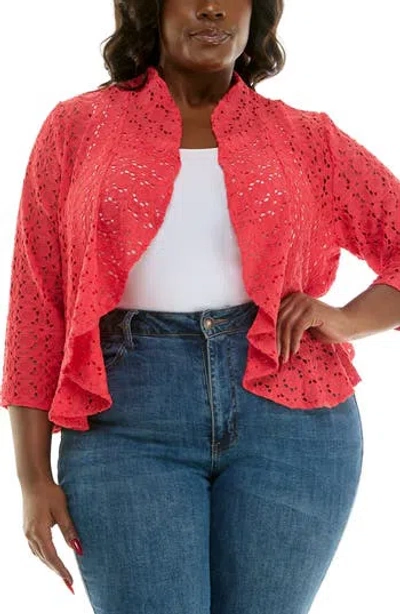 Nina Leonard Lace Three-quarter Sleeve Bolero In Multi