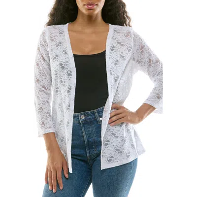 Nina Leonard Lace Three-quarter Sleeve Bolero In White