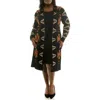 Nina Leonard Long Leopard Print Cardigan In Black