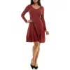 Nina Leonard Long Sleeve A-line Sweater Dress In Clay