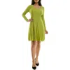 Nina Leonard Long Sleeve A-line Sweater Dress In Olive Oil