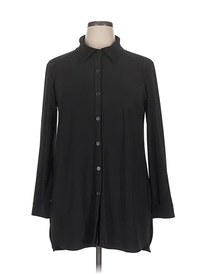 Pre-owned Nina Leonard Long Sleeve Blouse In Black