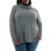 Nina Leonard Long Sleeve Curved Tunic In Gray