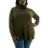 Nina Leonard Long Sleeve Curved Tunic In Green