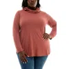 Nina Leonard Long Sleeve Curved Tunic In Red