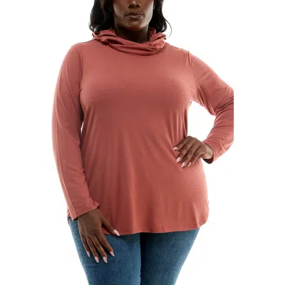 Nina Leonard Long Sleeve Curved Tunic In Red