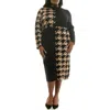 Nina Leonard Long Sleeve Jacquard Sheath Dress