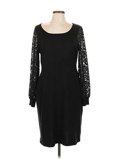 Pre-owned Nina Leonard Long Sleeve Top Black Sweetheart Neckline Tops