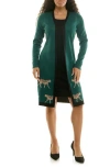 Nina Leonard Long Sleeve Twofer Dress In Green