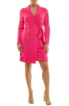 Nina Leonard Long Sleeve Wrap Blazer Dress In Pink