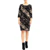 Nina Leonard Marbled Scoop Neck Dress In Black