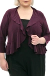 Nina Leonard Mesh Dot Bolero In Black Plum