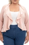 Nina Leonard Mesh Dot Bolero In Blush
