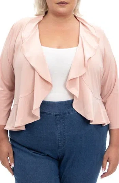 Nina Leonard Mesh Dot Bolero In Blush