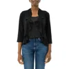 Nina Leonard Mesh Dot Bolero Cardigan In Black