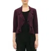 Nina Leonard Mesh Dot Bolero Cardigan In Black Plum