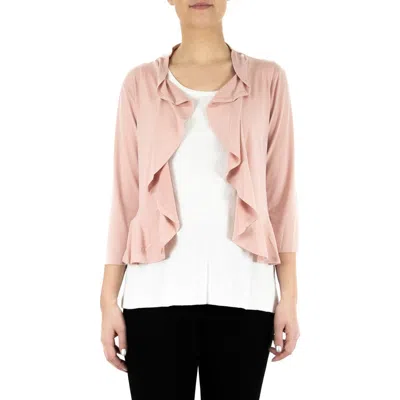 Nina Leonard Mesh Dot Bolero Cardigan In Blush