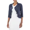 Nina Leonard Mesh Dot Bolero Cardigan In Navy