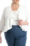 Nina Leonard Mesh Dot Bolero In Ivory