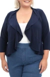 Nina Leonard Mesh Dot Bolero In Navy