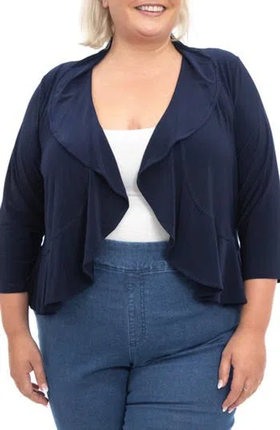 Nina Leonard Mesh Dot Bolero In Navy