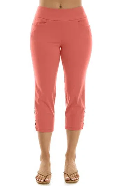 Nina Leonard Millennium Pull On Crop Pants In Orange