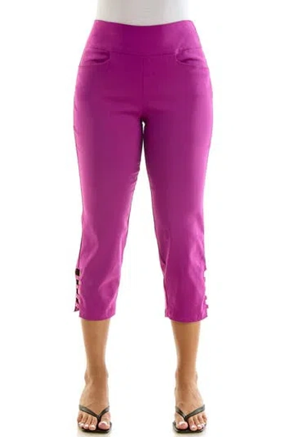 Nina Leonard Millennium Pull On Crop Pants In Purple