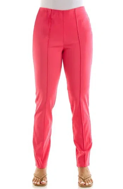 Nina Leonard Milli Narrow Leg Pintuck Pants In Azalea