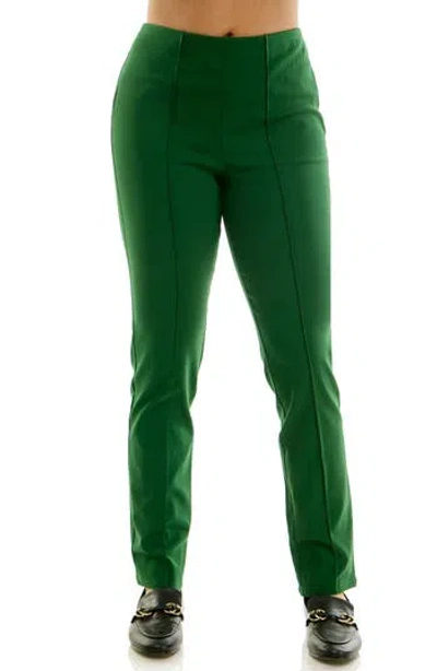 Nina Leonard Milli Narrow Leg Pintuck Pants In Green