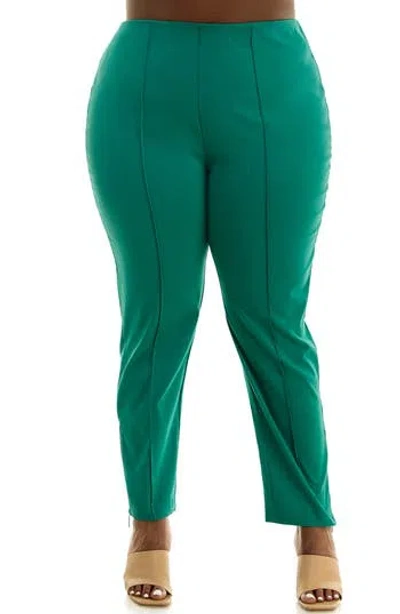 Nina Leonard Millien Zip Ankle Pants In Kelly Gree