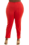 Nina Leonard Millien Zip Ankle Pants In Red