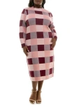 Nina Leonard Mock Neck Long Sleeve Sheath Dress In Wine/mauve