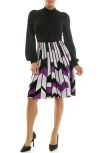 Nina Leonard Mock Neck Long Sleeve Sweater Dress In Black