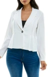 Nina Leonard Notch Lapel Peplum Blazer In Ivory