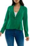 Nina Leonard Notch Lapel Peplum Blazer In Kelly Green