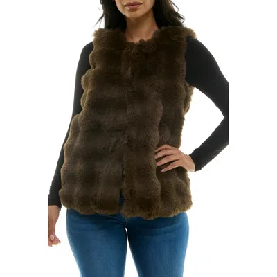 Nina Leonard Novelty Faux Fur Vest In Mocha