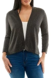 Nina Leonard Open Front Cardigan In Gray