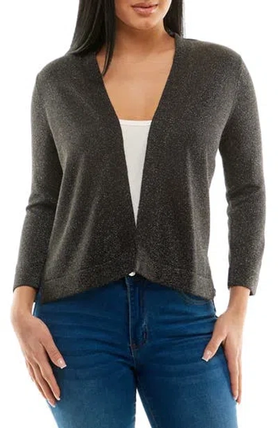 Nina Leonard Open Front Cardigan In Gray
