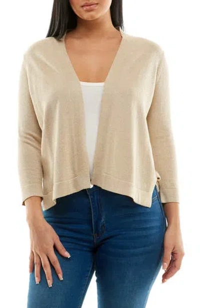 Nina Leonard Open Front Cardigan In Neutral