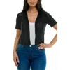 Nina Leonard Open Stitch Short Sleeve Bolero In Black