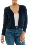 Nina Leonard Ottoman Knit Bolero Cardigan In Navy