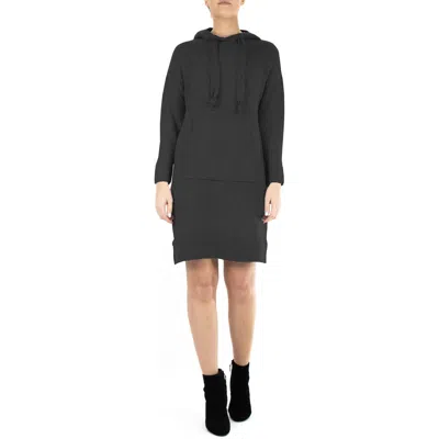 Nina Leonard Oversize Long Sleeve Hooded Sweater Dress In Black