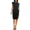 Nina Leonard Pleated Sheath Dress In Black